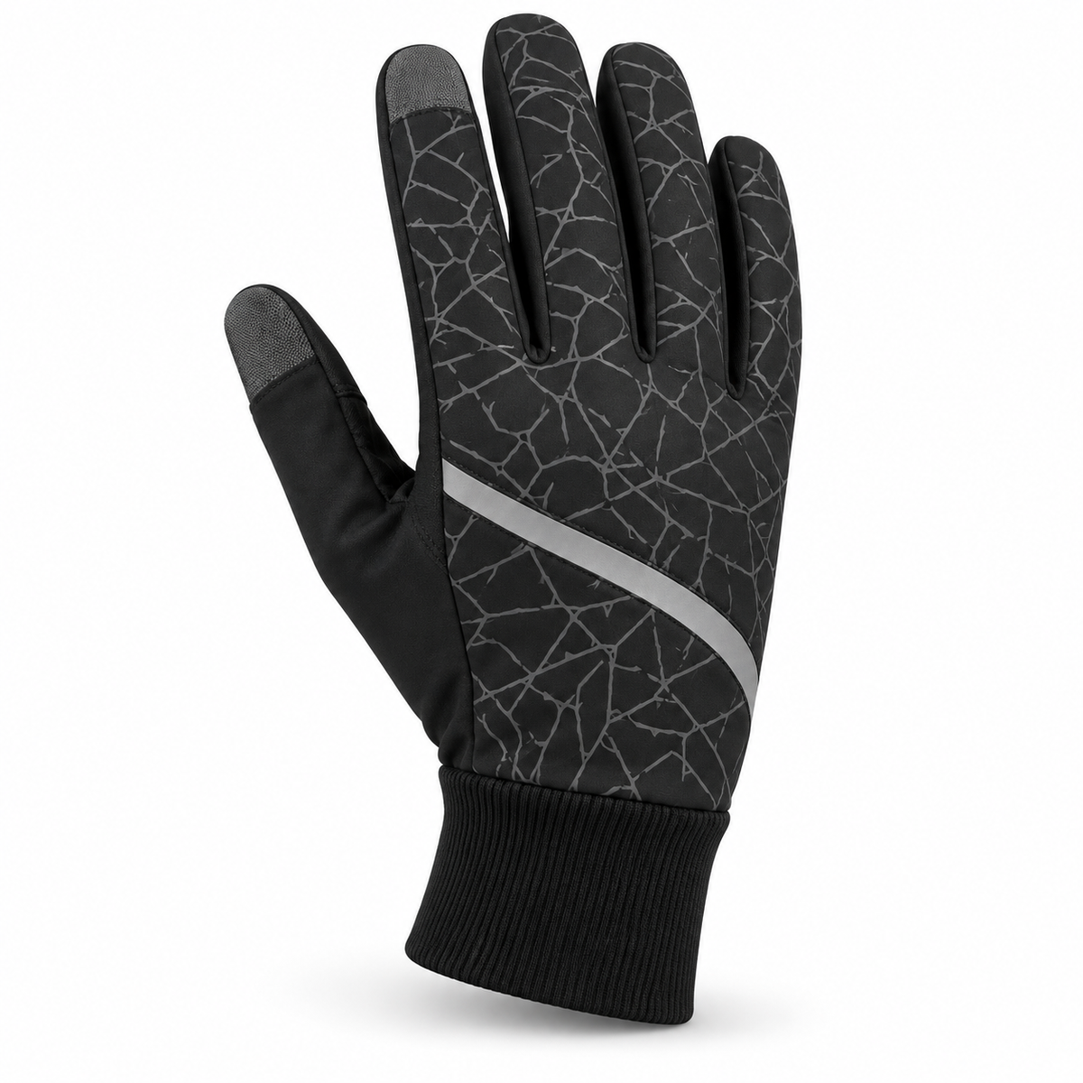 Gants Thermo 3.0 OZOVIO - packshot noir avec bande reflechissante